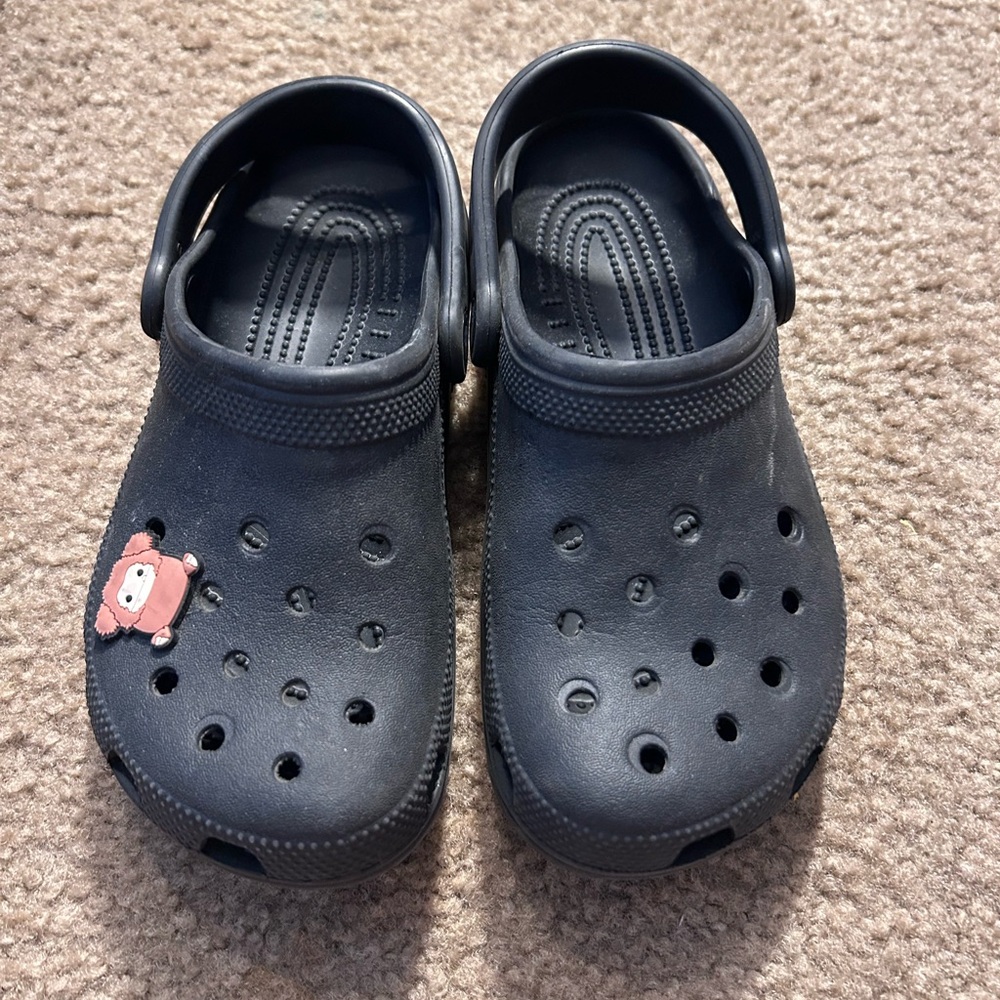CROCS Black Clogs with Bear Charm